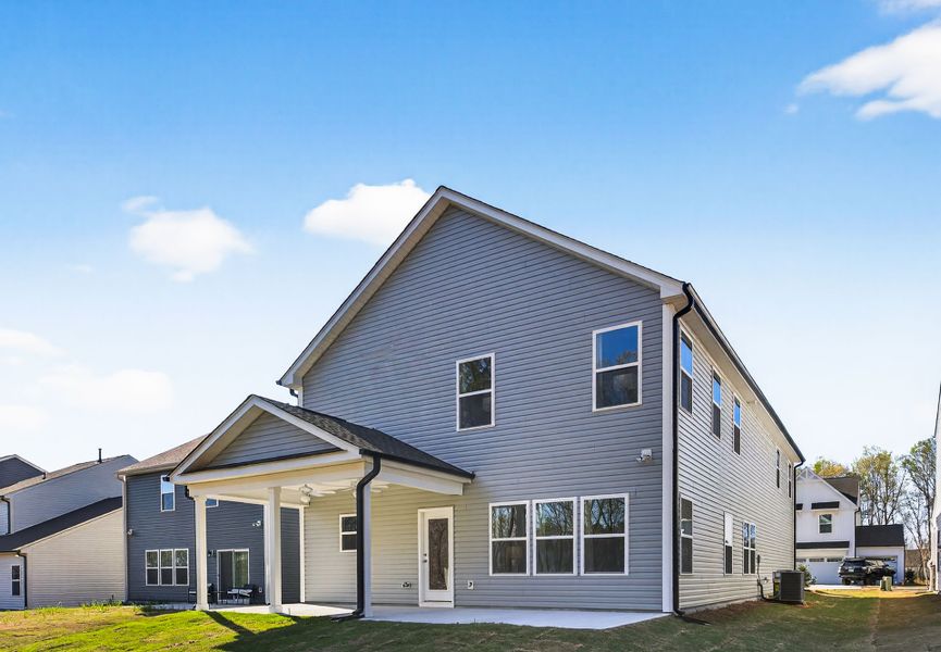 Exterior details and patio area of a home in Copper Ridge at Flowers Plantation, Clayton (Image 23).