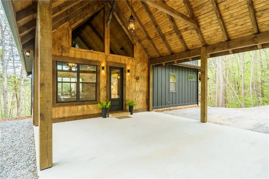 Exterior details and patio area of a home in , Mineral Bluff (Image 21).