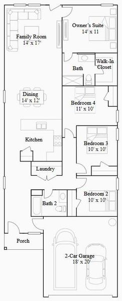 2D floor plan layout of this home in Moore Landing, Magnolia, TX (Image 3).