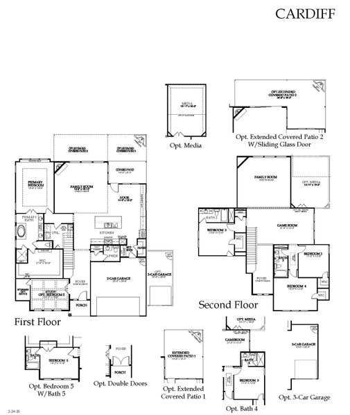 2D floor plan layout for the Cardiff by Windsor Homes in Nelson Lake Estates, Rockwall, TX (Image 5).