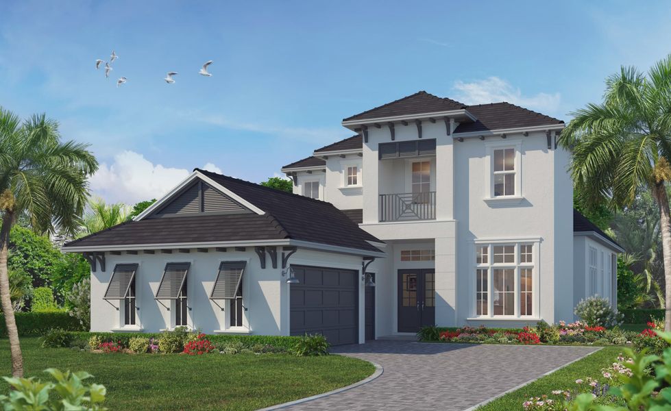 Representative exterior photo of a completed home built from the Arezzo by ICI Homes in Oasis at Hammock Dunes, Palm Coast, FL (Image 5). Representative exterior photo of a completed home built from the Arezzo by ICI Homes in Oasis at Hammock Dunes, Palm Coast, FL (Image 5).
