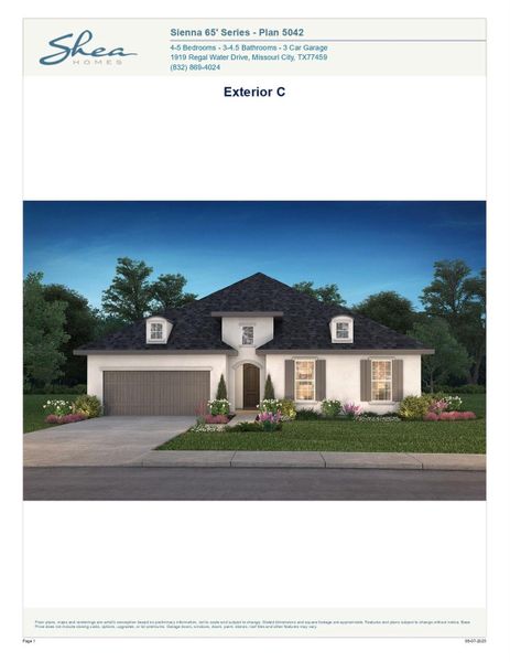 Front exterior of a new home in Sienna 65', Missouri City, TX, highlighting curb appeal (Image 1). Front exterior of a new home in Sienna 65', Missouri City, TX, highlighting curb appeal (Image 1).
