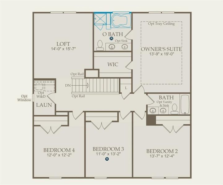 2D floor plan layout of this home in Berkeley Mill, Cumming, GA (Image 5).