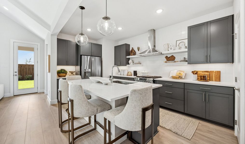 Kitchen featuring floating shelves