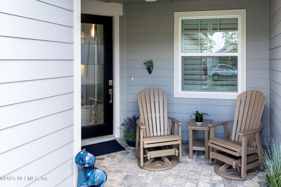Exterior details and patio area of a home in Del Webb Nocatee, Ponte Vedra (Image 3). Exterior details and patio area of a home in Del Webb Nocatee, Ponte Vedra (Image 3).