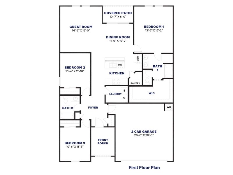 2D floor plan layout for the Denton by D.R. Horton in Magma Ranch Vistas, Florence, AZ (Image 3). 2D floor plan layout for the Denton by D.R. Horton in Magma Ranch Vistas, Florence, AZ (Image 3).