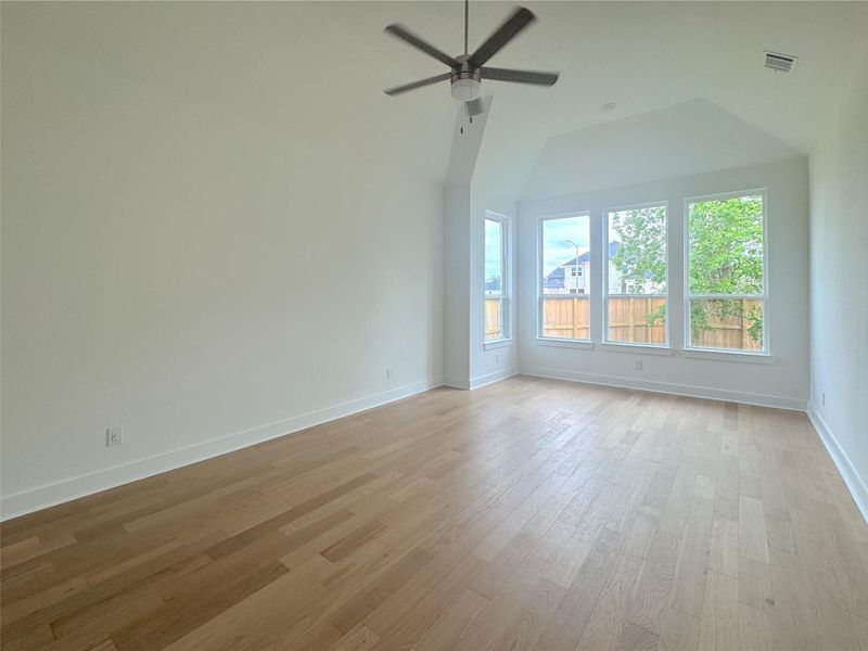 Primary bedroom with upgraded bump out
