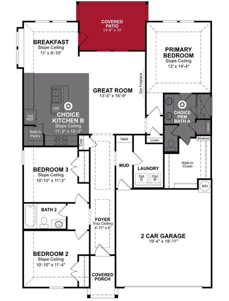 2D floor plan layout of this home in Montgomery Ridge: Landmark Collection, Montgomery, TX (Image 2).