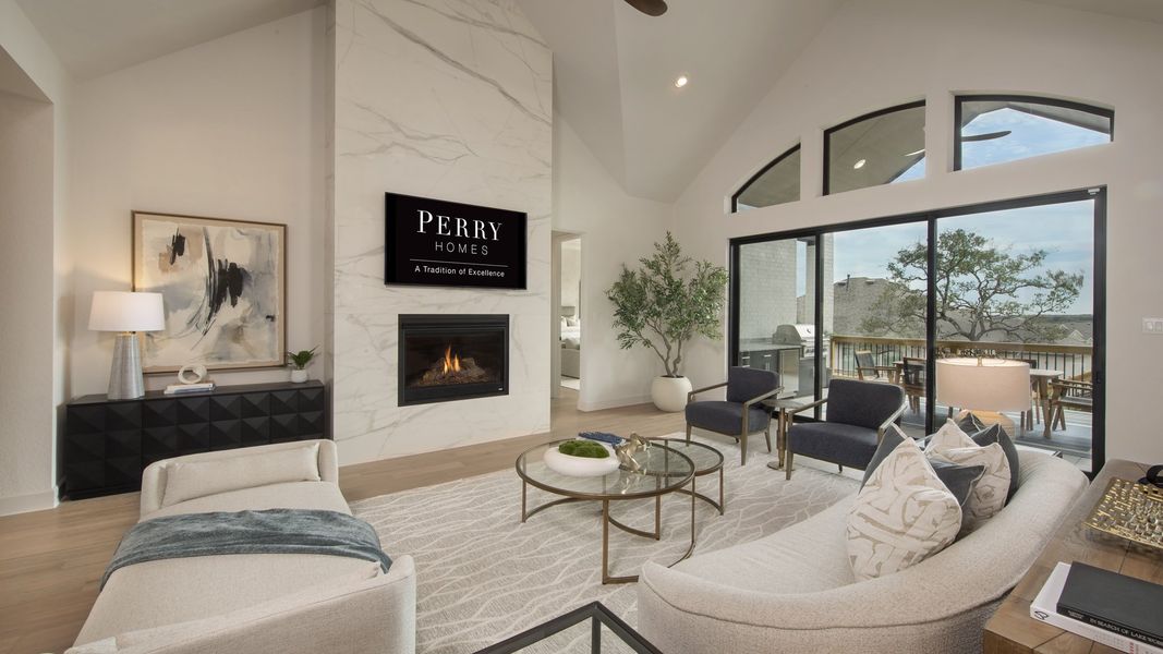 Representative furnished interior of a home built from the 3525W by Perry Homes in Meridiana, Rosharon (Image 10).