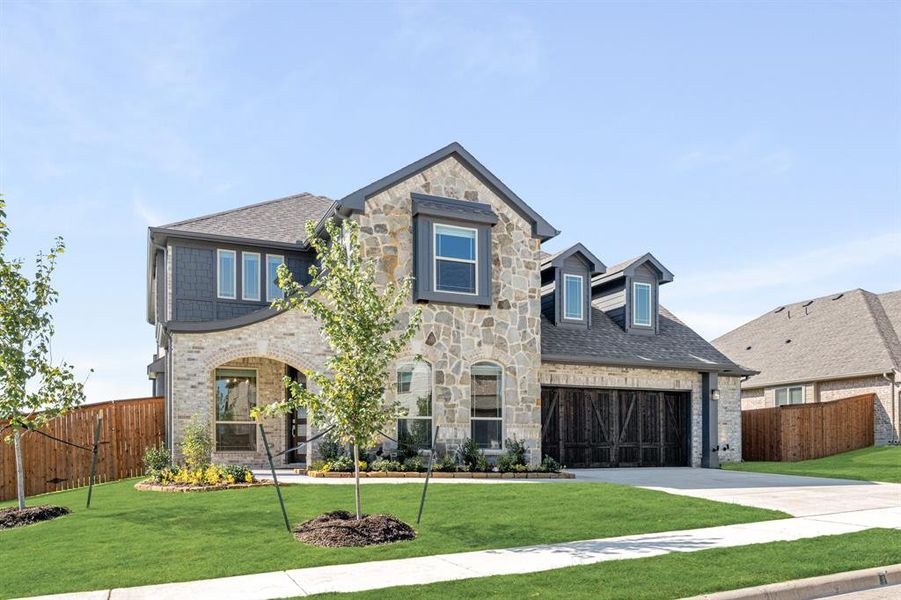 Front exterior of a new home in The Grove, Midlothian, TX, highlighting curb appeal (Image 2). Front exterior of a new home in The Grove, Midlothian, TX, highlighting curb appeal (Image 2).