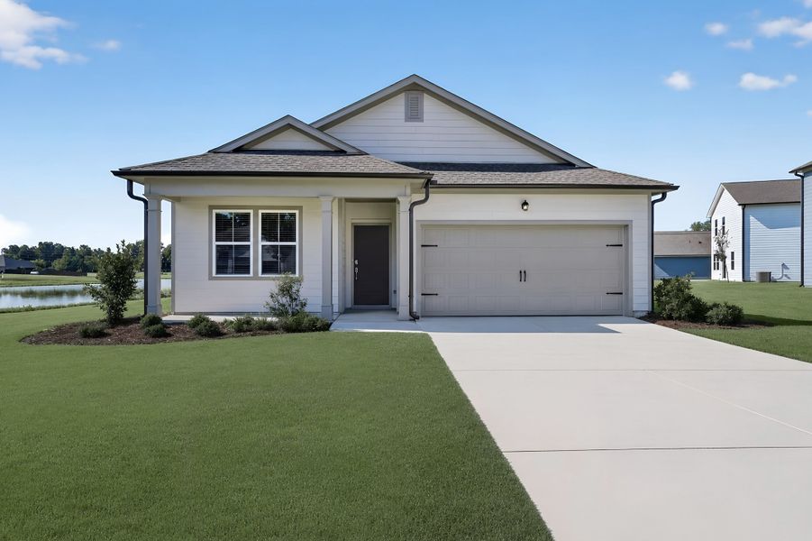 Front exterior of a new home in The Orchard, Perry, GA, highlighting curb appeal (Image 1). Front exterior of a new home in The Orchard, Perry, GA, highlighting curb appeal (Image 1).
