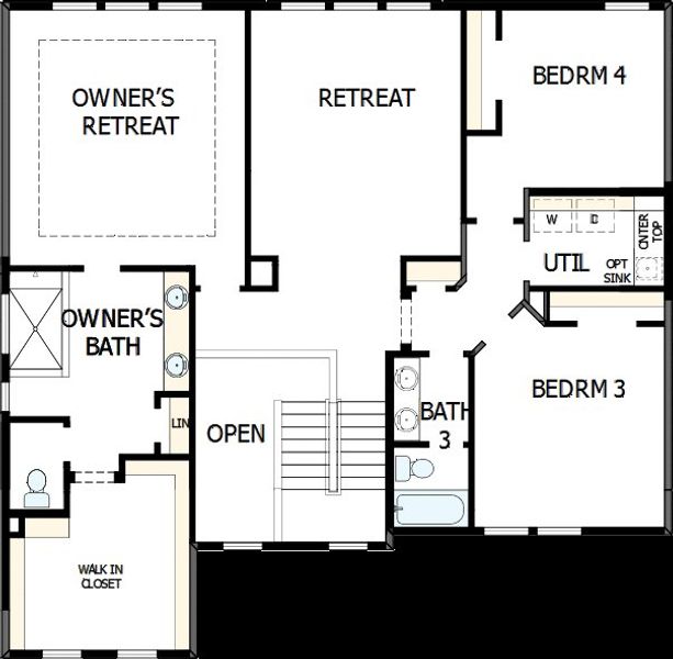 2D floor plan layout of this home in Serenity - The Park Collection, Fuquay Varina, NC (Image 6).