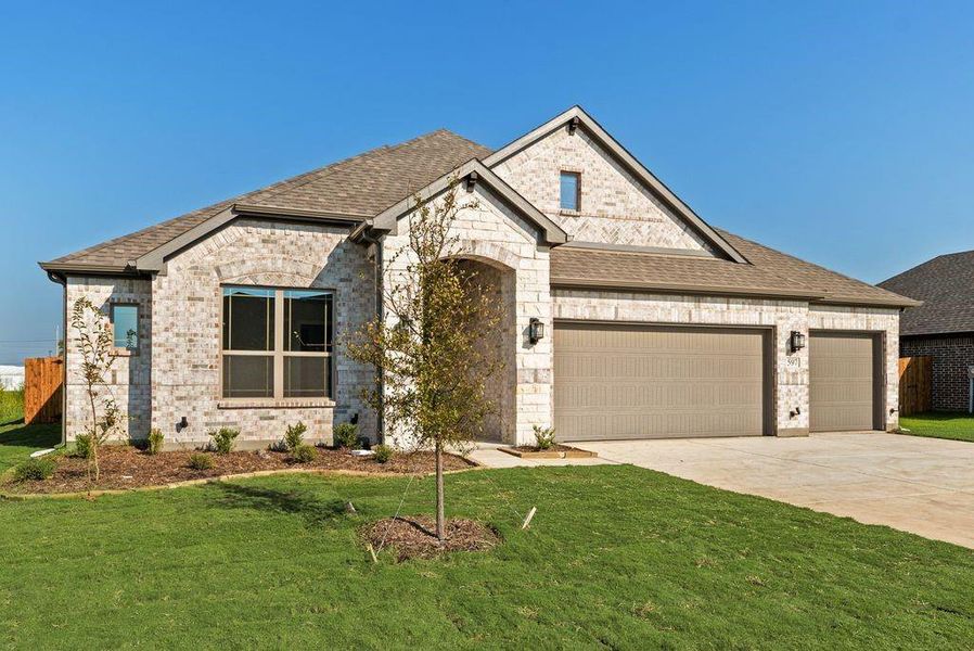 Front exterior of a new home in , Pilot Point, TX, highlighting curb appeal (Image 18).