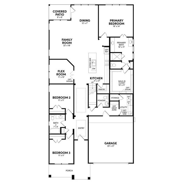 2D floor plan layout of this home in Traditional Homes at Easton Park, Austin, TX (Image 3).