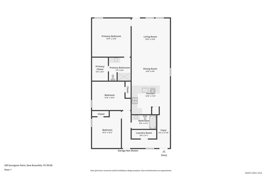2D floor plan layout of this home in Guadalupe Ridge, New Braunfels, TX (Image 3).