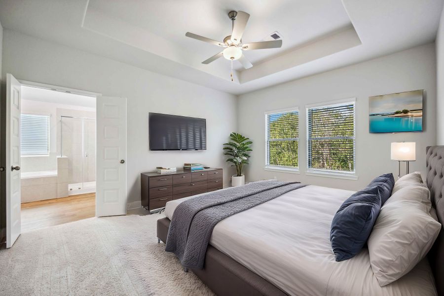 Virtually staged representation of the floor plan. Actual home features, colors, and details may vary.