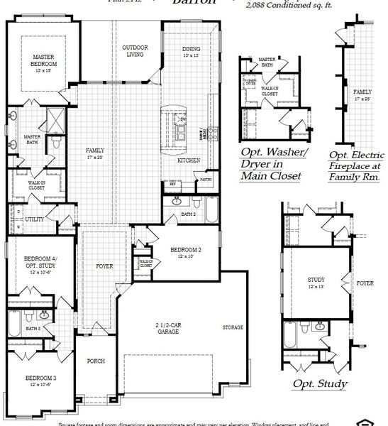 2D floor plan layout for the Barron by Chesmar Homes in Lariat, Liberty Hill, TX (Image 4). 2D floor plan layout for the Barron by Chesmar Homes in Lariat, Liberty Hill, TX (Image 4).