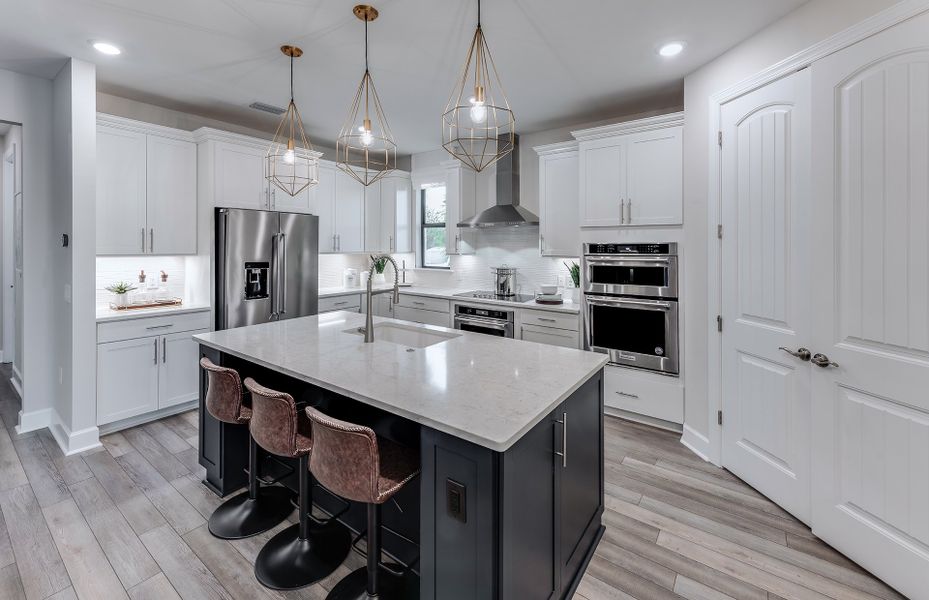 Open kitchen with decorative backsplash