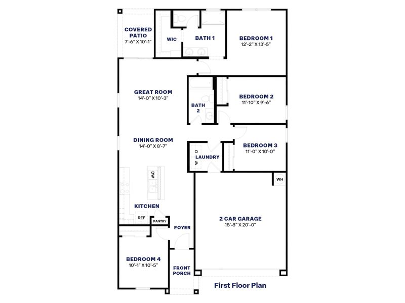 2D floor plan layout for the Abbot by D.R. Horton in Anthem at Merrill Ranch, Florence, AZ (Image 5).