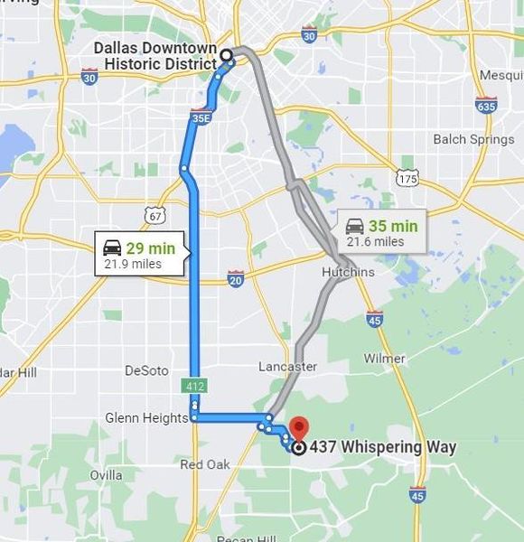 29min from Downtown Dallas