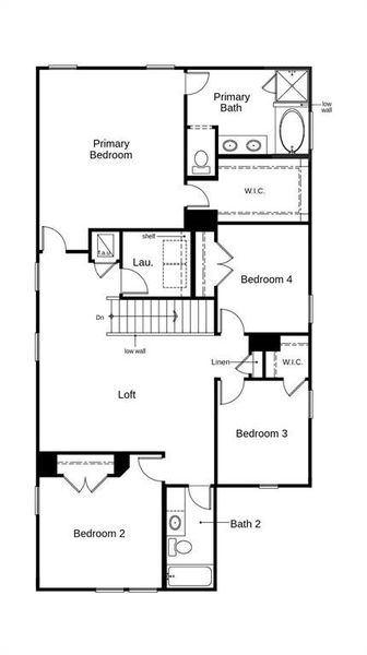 This floor plan features 4 bedrooms, 2 full baths, 1 half bath, and over 2,500 square feet of living space