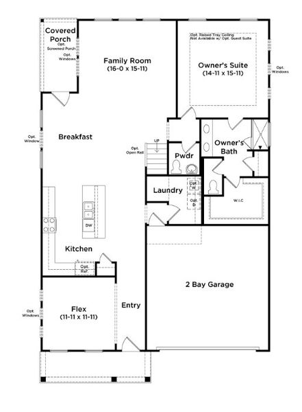 2D floor plan layout for the Lighthouse by DRB Homes in Bluffs at Sun Colony, Longs, SC (Image 4).