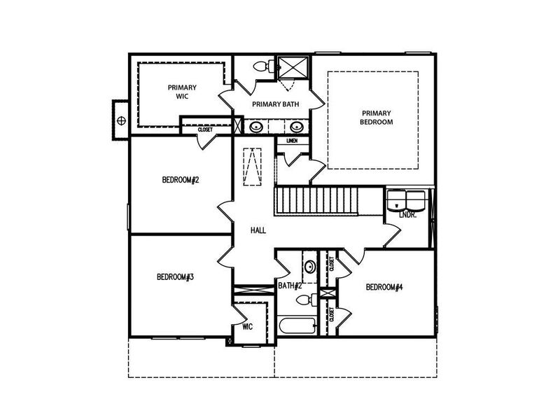 2D floor plan layout for the The Baxley by My Home Communities in Westlyn, Winder, GA (Image 7).