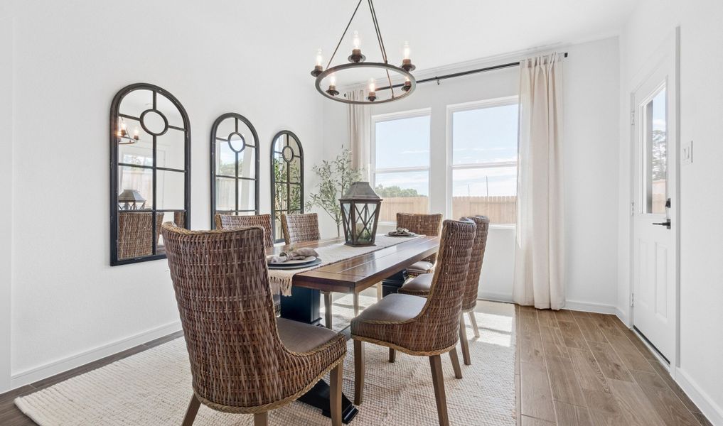 Dining area with chandelier Dining area with chandelier