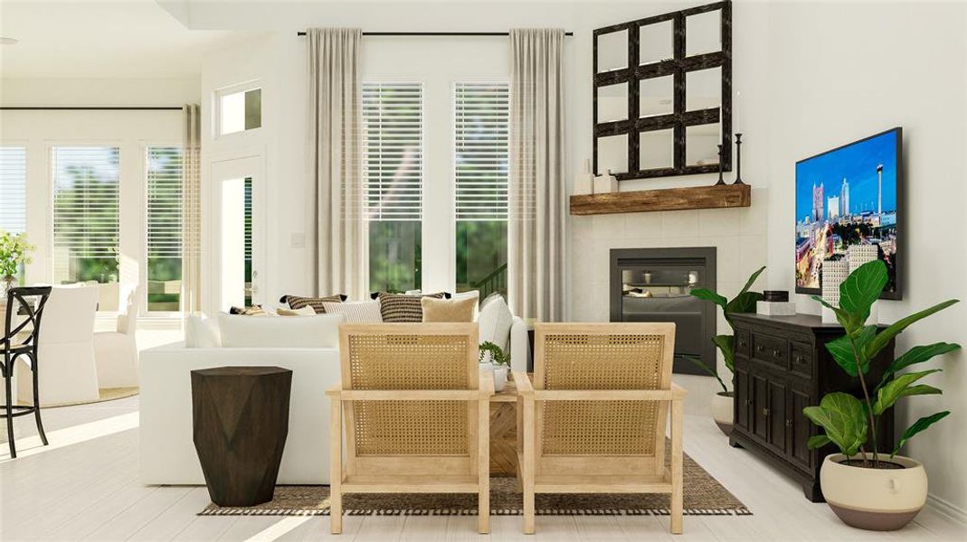 Sitting room featuring hardwood / wood-style floors and a fireplace