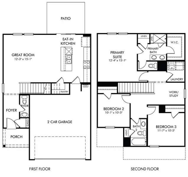 2D floor plan layout for the Finley by Meritage Homes in Creekside Point, Little River, SC (Image 1). 2D floor plan layout for the Finley by Meritage Homes in Creekside Point, Little River, SC (Image 1).