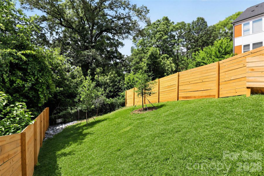 Fenced rear yard, lawn virtually enhanced Fenced rear yard, lawn virtually enhanced