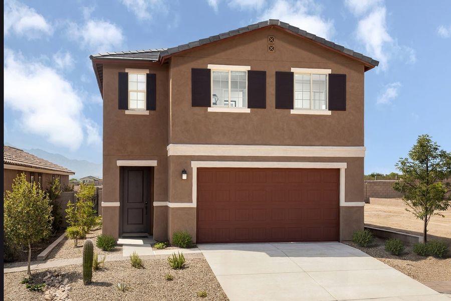 Representative exterior photo of a completed home built from the Plan 2331 Modeled by KB Home in Entrada Del Toro at Rancho Sahuarita, Sahuarita, AZ (Image 13).