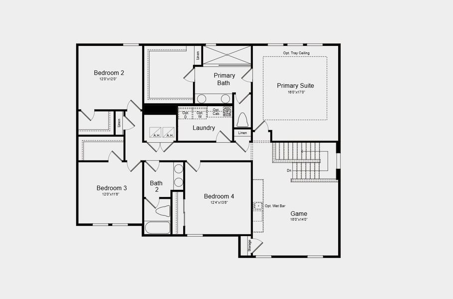 2D floor plan layout for the Carmel by Taylor Morrison in Hillcrest, San Antonio, FL (Image 4).
