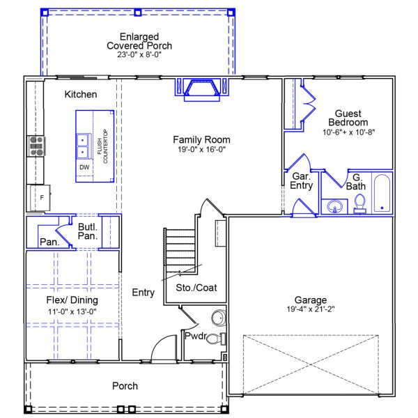 2D floor plan layout of this home in Pebble Branch, Chapin, SC (Image 2).