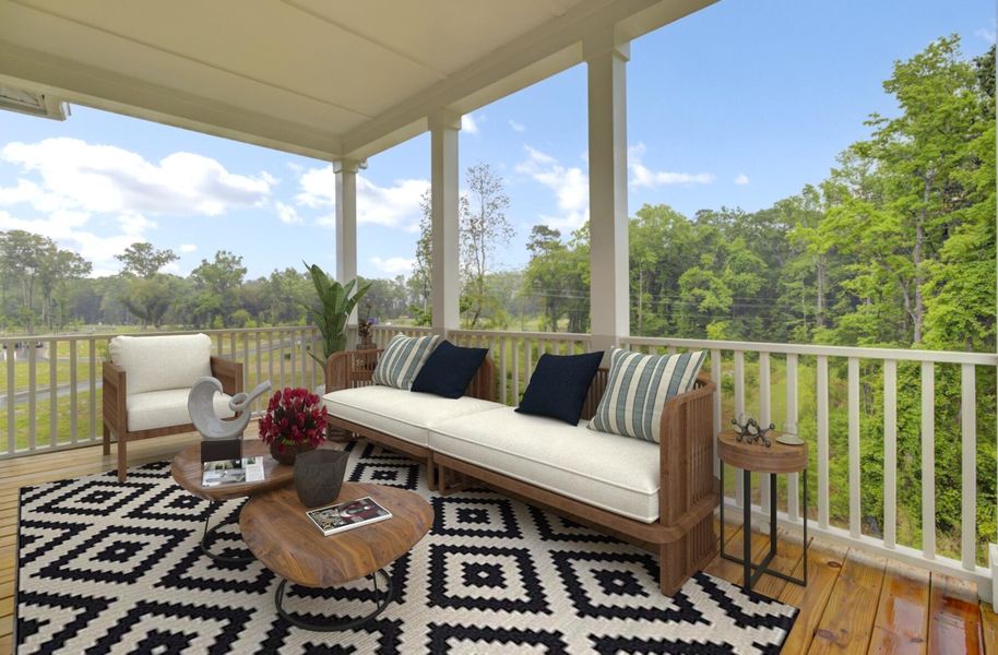Exterior details and patio area of a home in Indigo Grove Single Family Homes, Johns Island (Image 31).