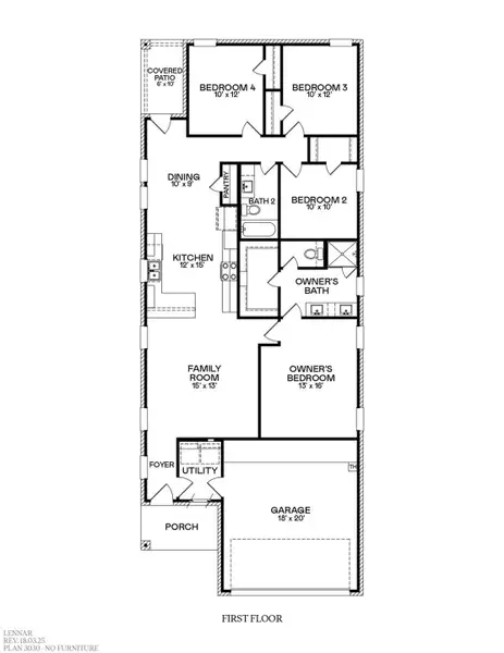 2D floor plan layout of this home in Oakberry Trails, Waller, TX (Image 2).