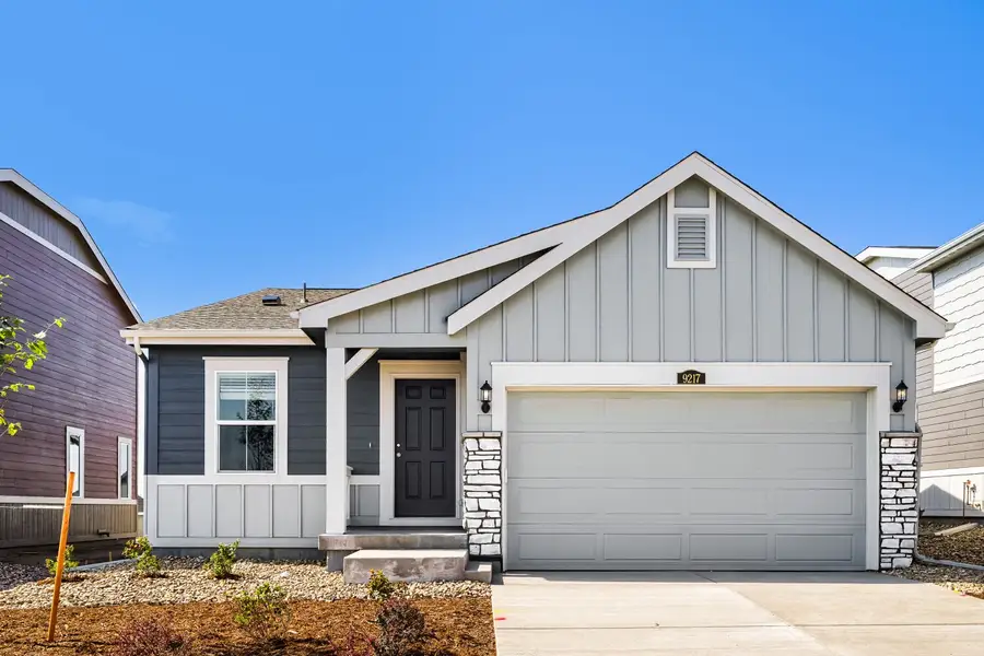Front exterior of a new home in Percheron, Colorado Springs, CO, highlighting curb appeal (Image 1). Front exterior of a new home in Percheron, Colorado Springs, CO, highlighting curb appeal (Image 1).