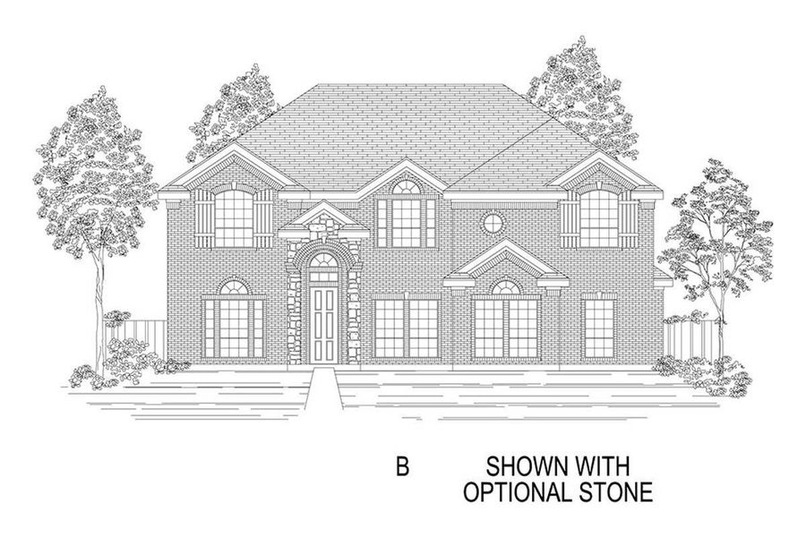 Representative rendering of the exterior for the Hillcrest 2FS (w/Media) by First Texas Homes (Image 7).