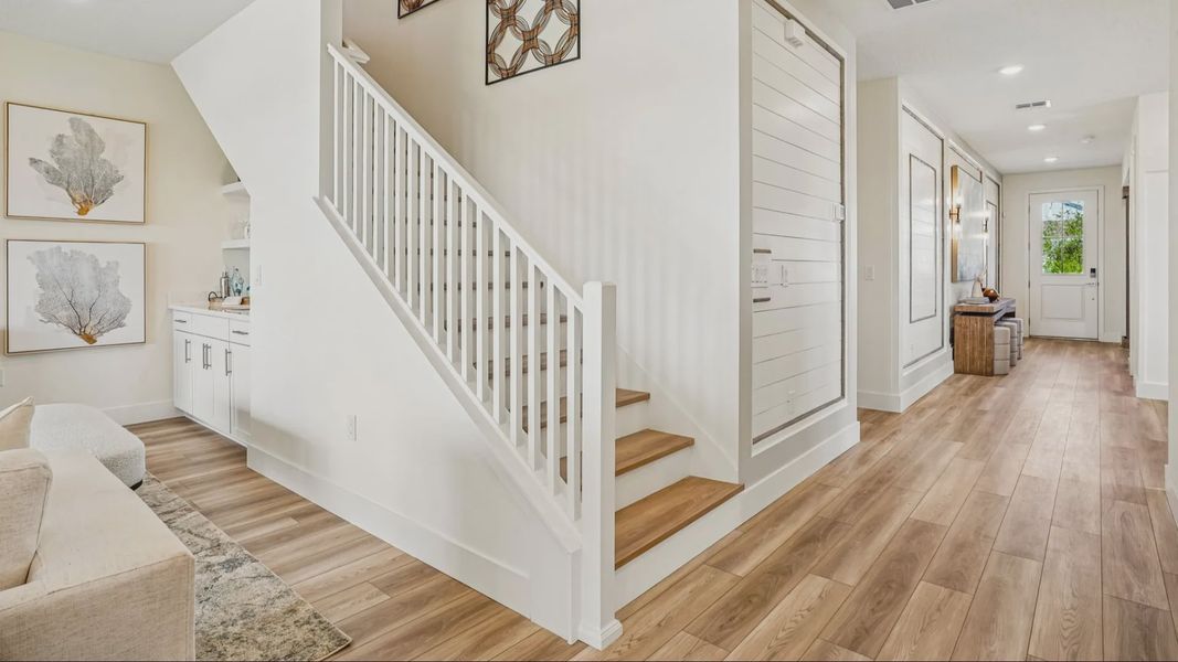 Oleander Floor Plan Stairs from Living Area to Loft by DRB Homes in Ardisia Park in New Smyrna Beach, FL