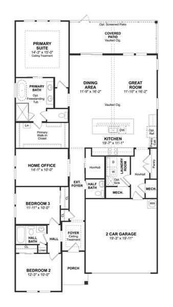 2D floor plan layout for the Santa Rosa II by K. Hovnanian® Homes in Oakwood at New Hampstead, Savannah, GA (Image 3). 2D floor plan layout for the Santa Rosa II by K. Hovnanian® Homes in Oakwood at New Hampstead, Savannah, GA (Image 3).