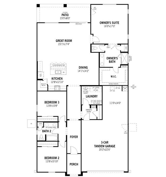 2D floor plan layout of this home in Landmarke, San Tan Valley, AZ (Image 3).