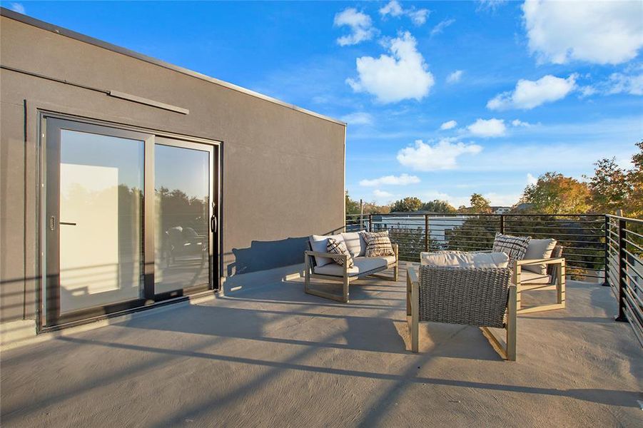 View of patio / terrace featuring outdoor lounge area and a balcony