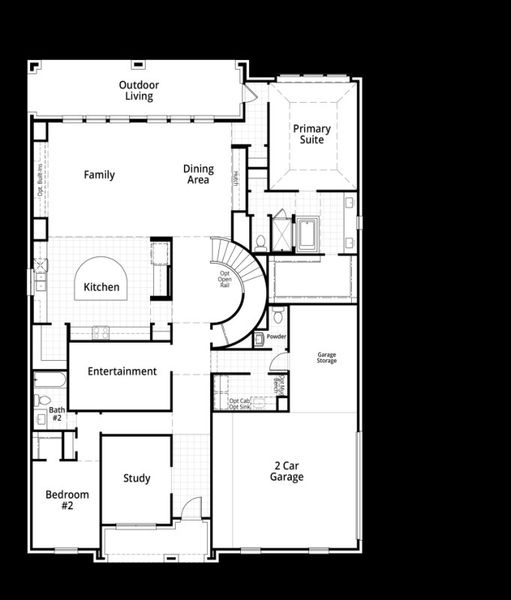 2D floor plan layout for the Telford G by Highland Homes in Goodland, Venus, TX (Image 5).