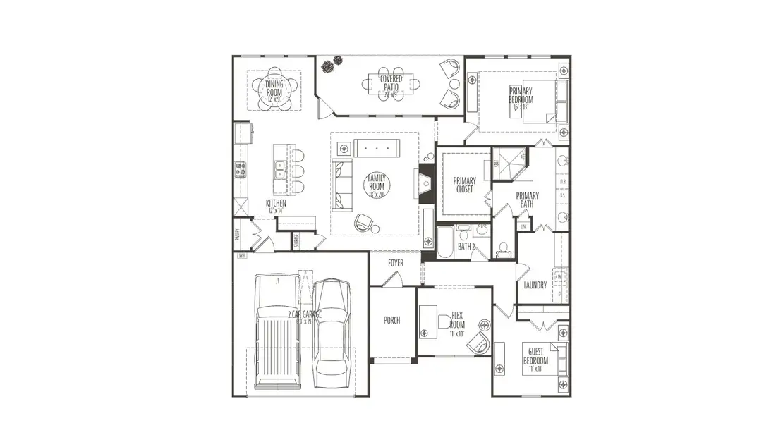 2D floor plan layout for the Arabella by Ladera Texas in Ladera at the Reserve, Mansfield, TX (Image 4). 2D floor plan layout for the Arabella by Ladera Texas in Ladera at the Reserve, Mansfield, TX (Image 4).