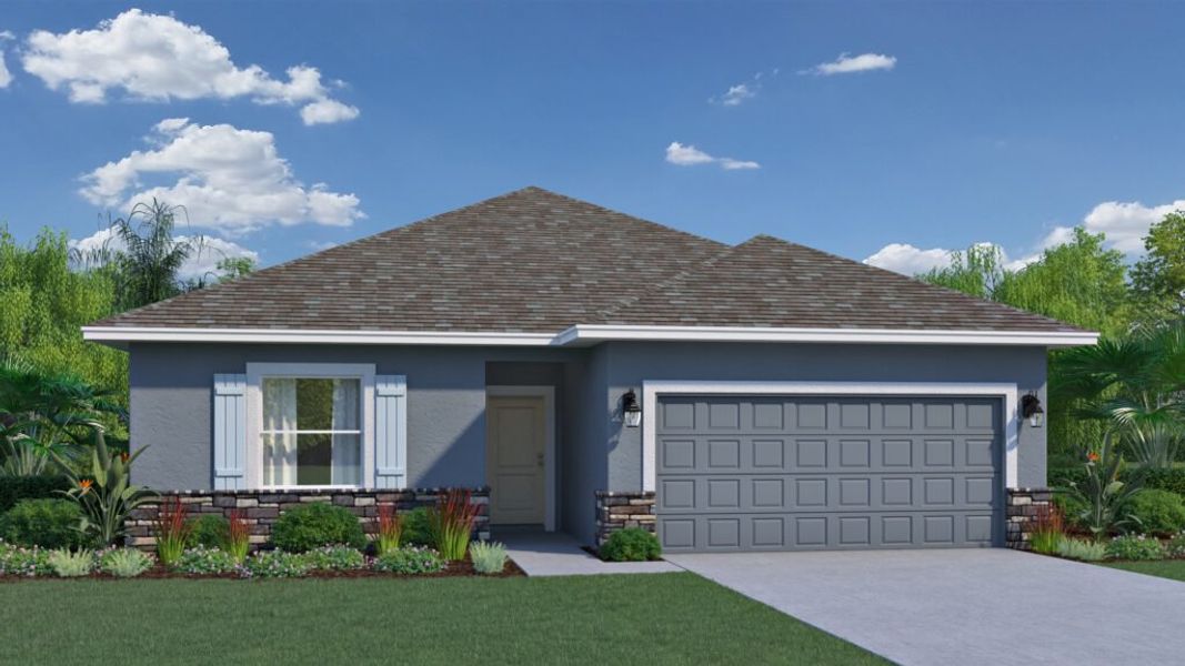 Representative exterior photo of a completed home built from the Heritage by Holiday Builders in Port Saint Lucie, Port St. Lucie, FL (Image 3). Representative exterior photo of a completed home built from the Heritage by Holiday Builders in Port Saint Lucie, Port St. Lucie, FL (Image 3).