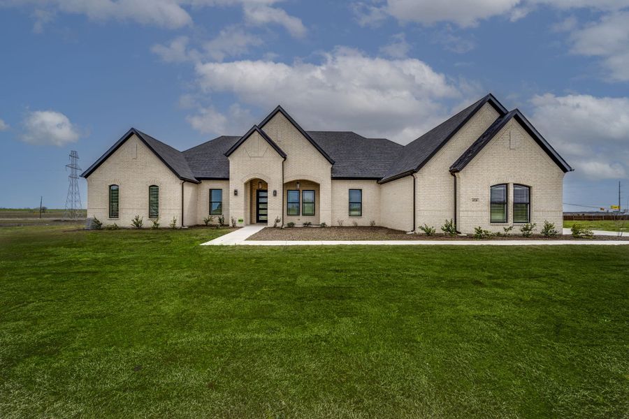 Representative exterior photo of a completed home built from the The Cedarcrest by Lillian Custom Homes in Bison Meadow, Waxahachie, TX (Image 2). Representative exterior photo of a completed home built from the The Cedarcrest by Lillian Custom Homes in Bison Meadow, Waxahachie, TX (Image 2).