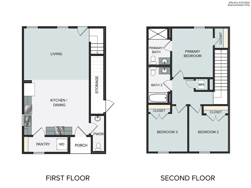 2D floor plan layout of this home in Harvest Ridge, Elgin, TX (Image 4).