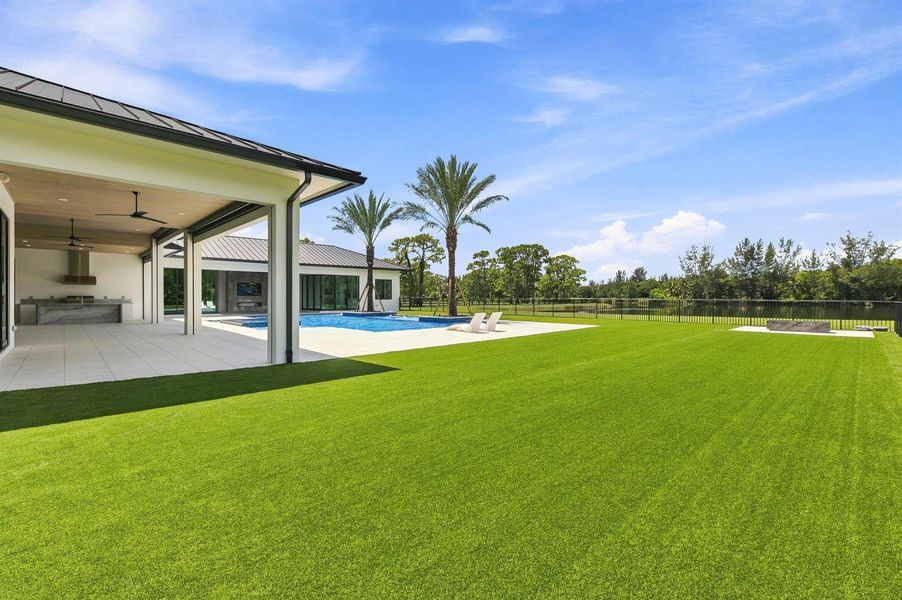 Fenced in turf area