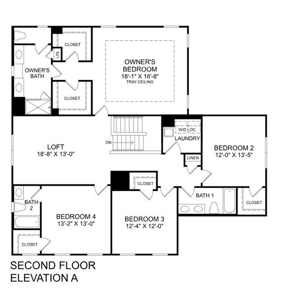 2D floor plan layout for the Oak Park by Ryan Homes in Indigo Bay, Myrtle Beach, SC (Image 3). 2D floor plan layout for the Oak Park by Ryan Homes in Indigo Bay, Myrtle Beach, SC (Image 3).