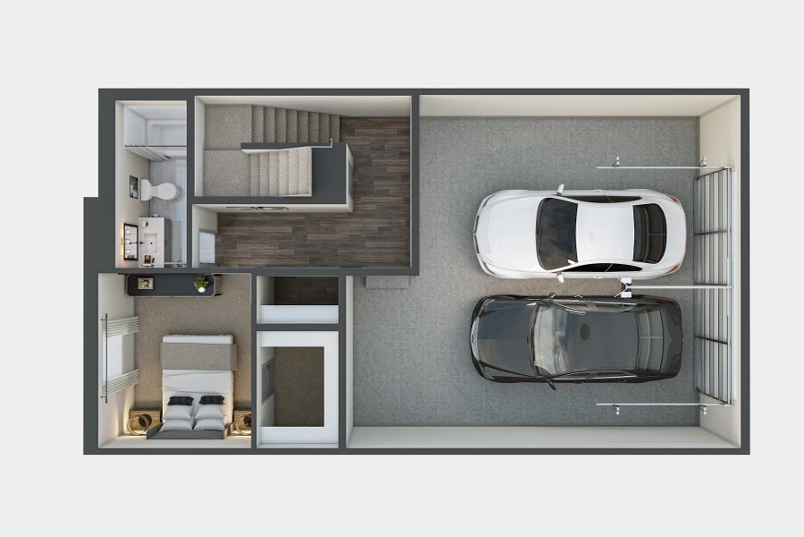 2D floor plan layout for the M by Tri Pointe Homes in Candelas Townhomes, Arvada, CO (Image 4).